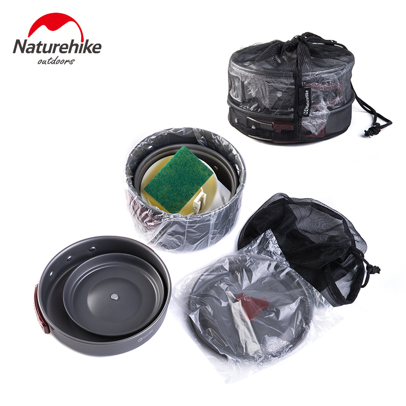 ست ظروف 3 نفره نيچرهايك NH15T203-G      NATUREHIKE 2-3 PEOPLE CAMPING COOKWARE NH15T203-G